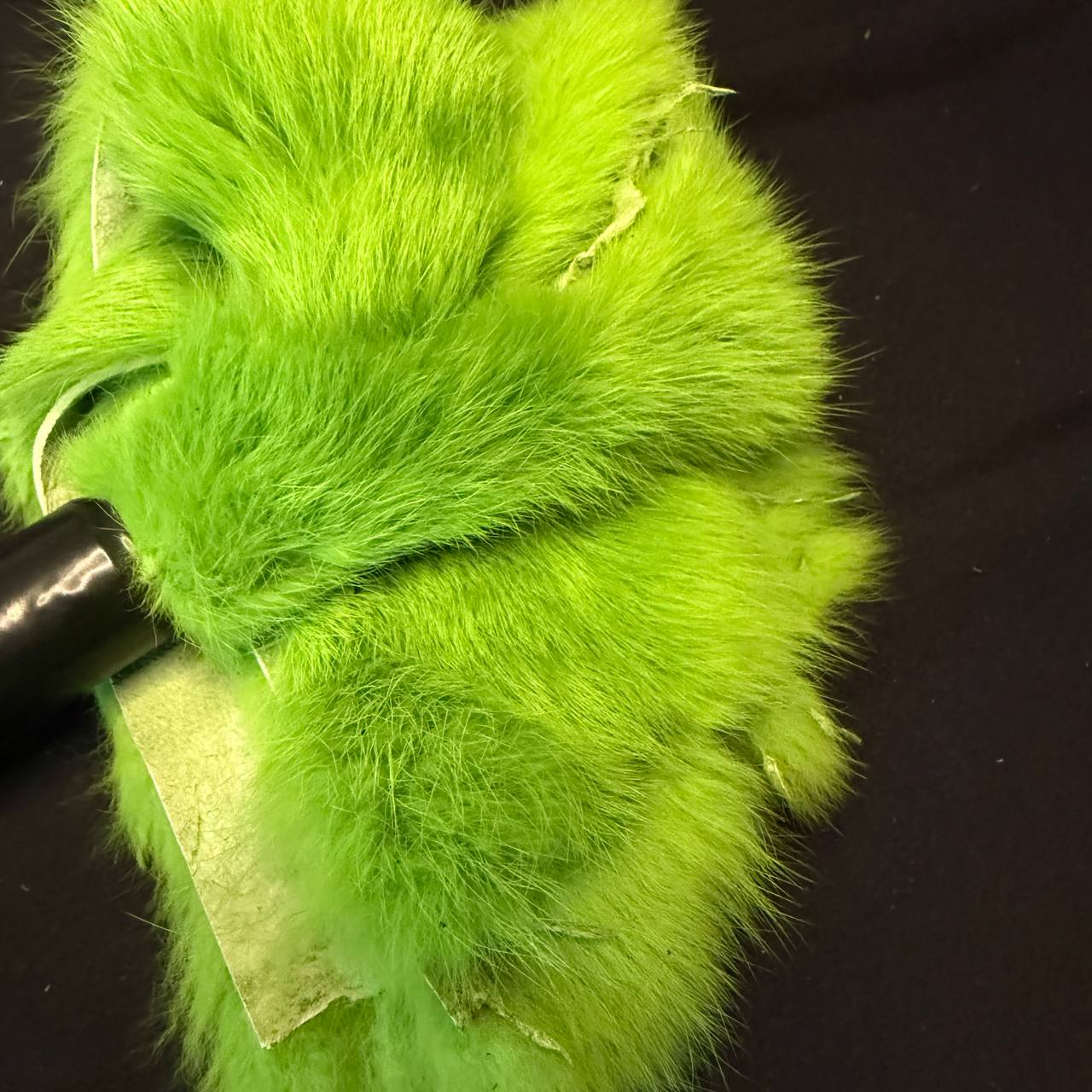 Green rubber handled bunny flogger - 12 inch falls 6 inch handle
