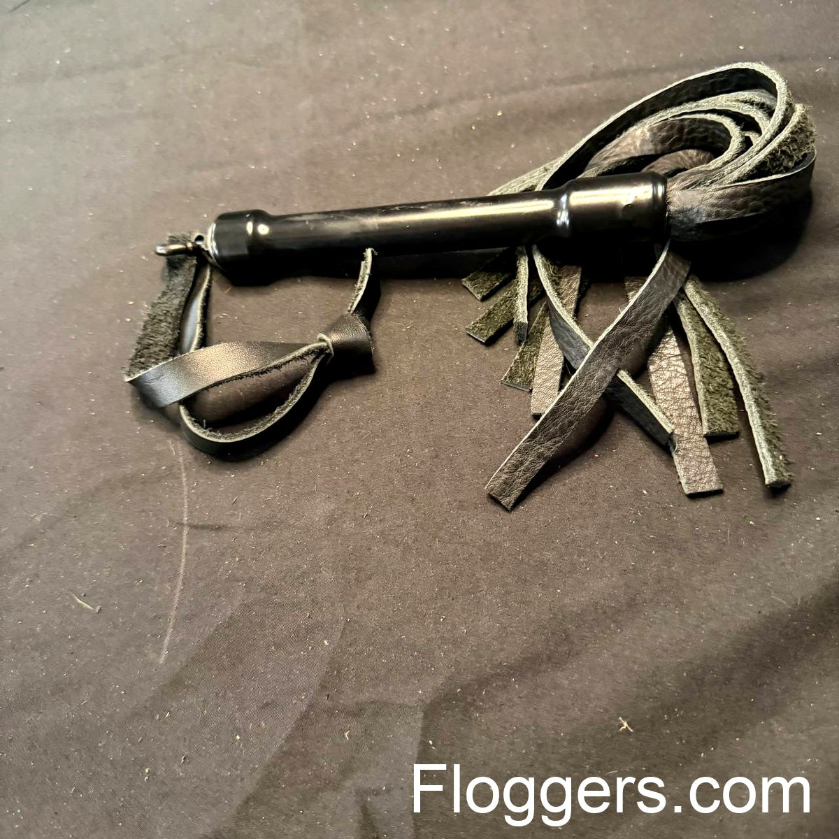 Medium PVC Handle Flogger, 8" Black Cowhide Falls, 6" Handle