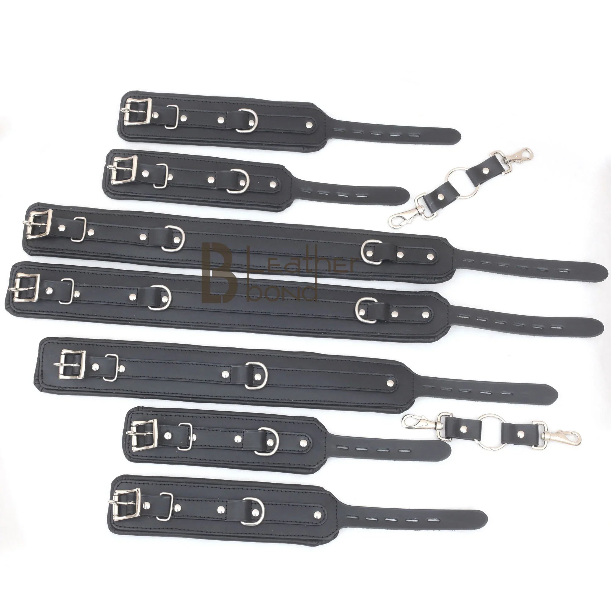 Leather Cuffs Set Unisex Bondage BDSM Gear Padded Adjustable Ankle Thigh Wrist Restraints Cow Leather Fun Couple Sex Toys