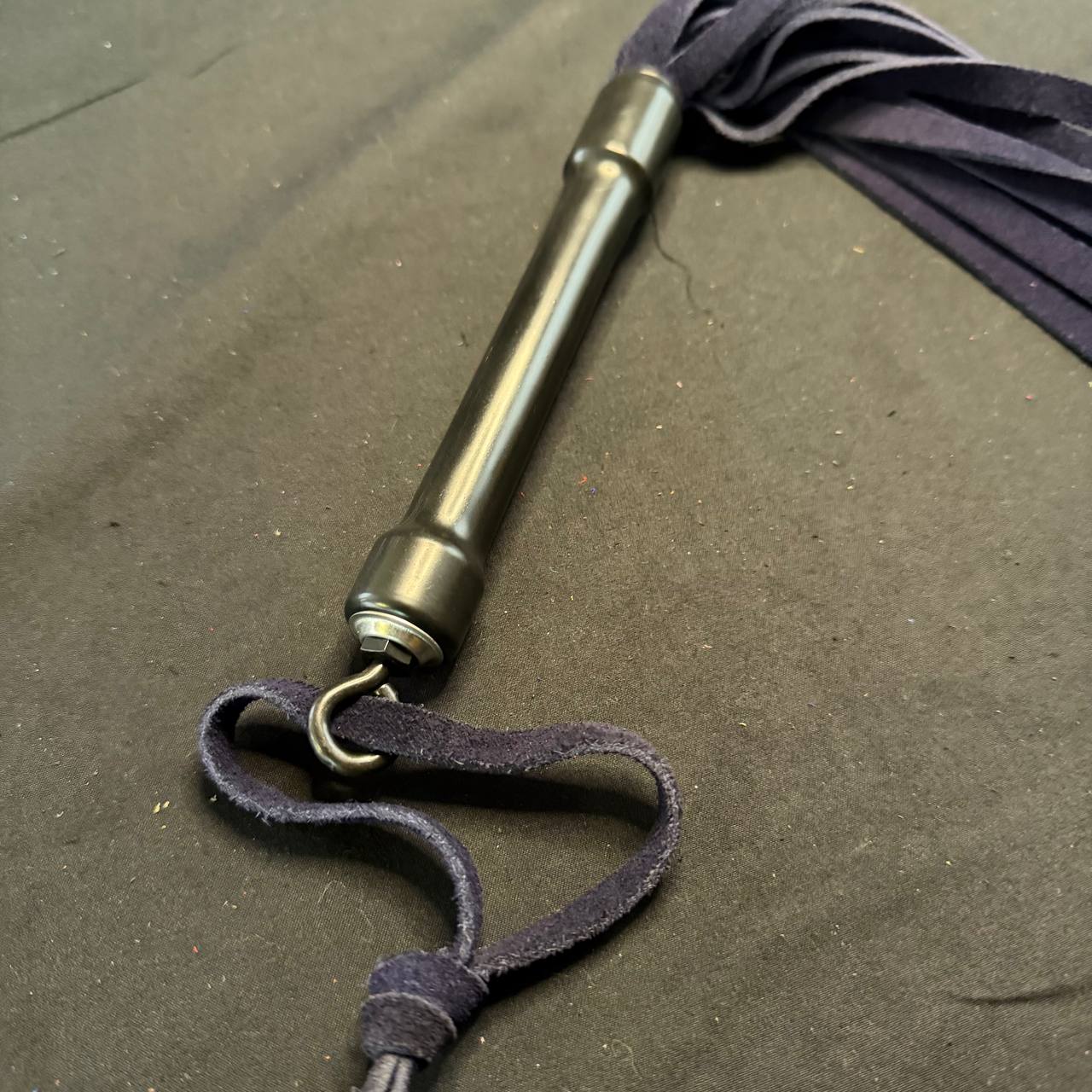 Small PVC Handle Suede Flogger with 14" Falls and 7" Handle