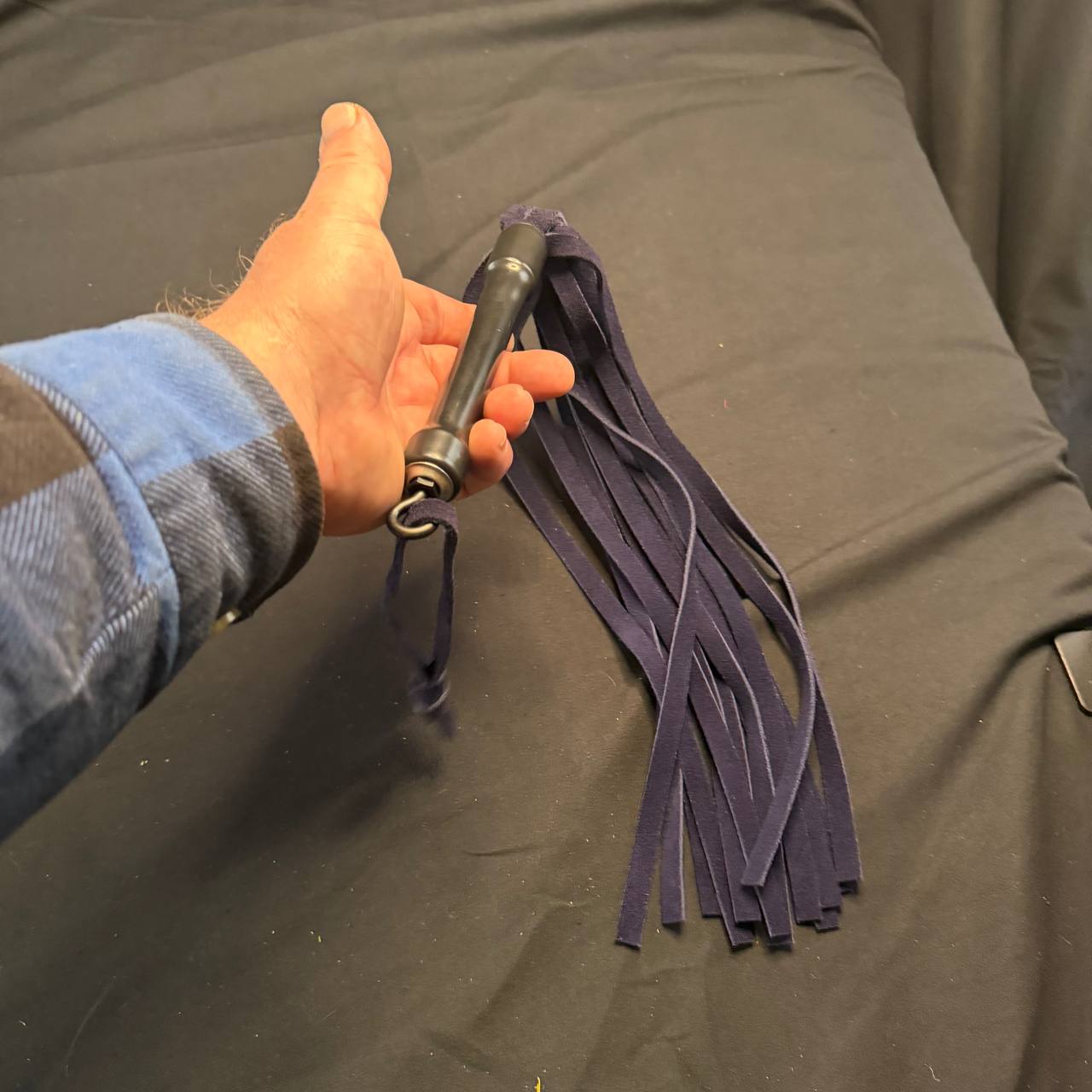 Small PVC Handle Suede Flogger with 14" Falls and 7" Handle
