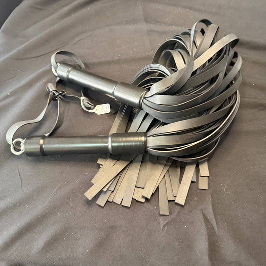 Pair of Large PVC Handle Floggers with 19" Rubber Falls and 8" Handle