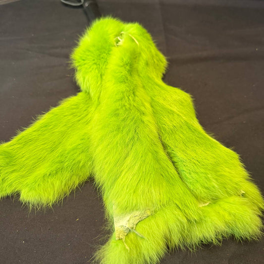 Green rubber handled bunny flogger - 12 inch falls 6 inch handle