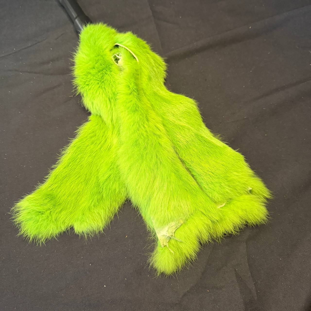 Green rubber handled bunny flogger - 12 inch falls 6 inch handle