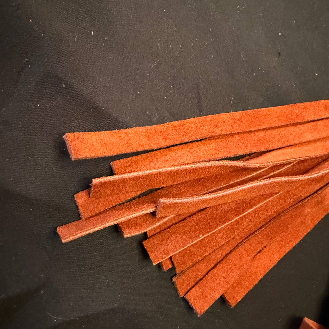 Milk chocolate suede rubber handled flogger - 15 inch falls 10 inch handle