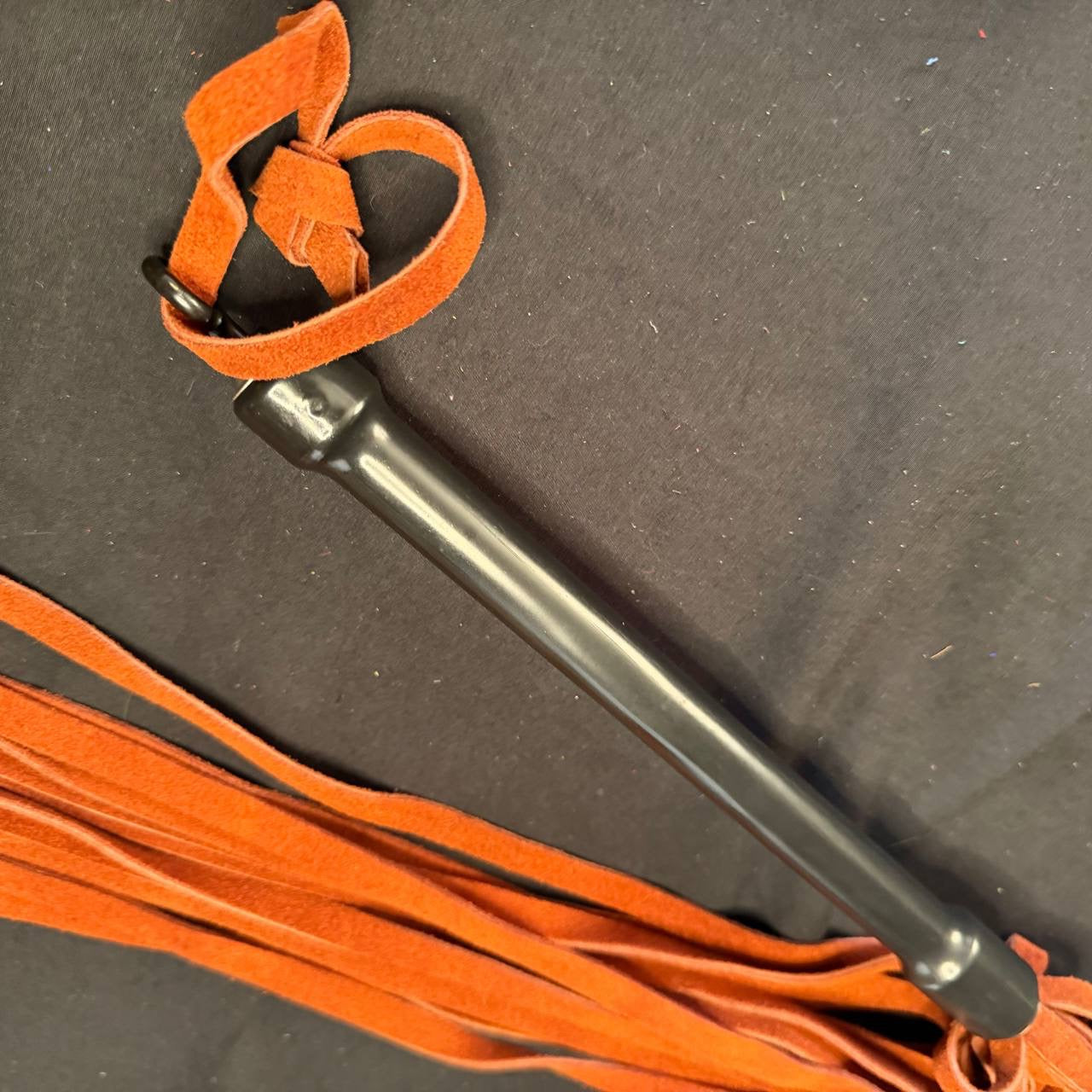 Milk chocolate suede rubber handled flogger
